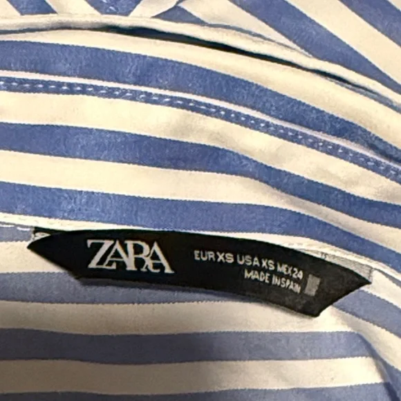 Zara Blue and White Striped Shirt - Picture 3 of 9
